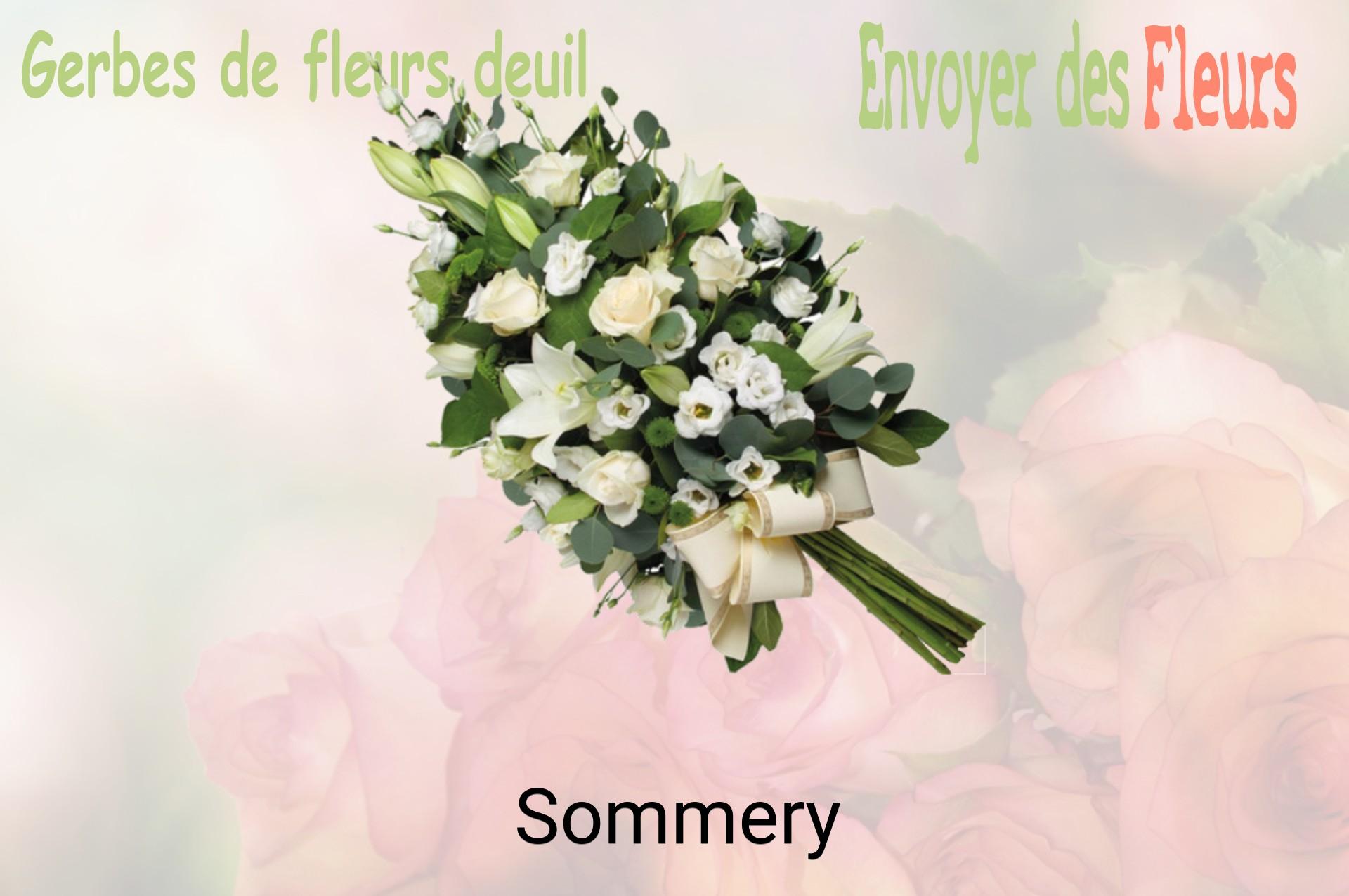 Gerbe de fleurs de deuil livrée à Sommery